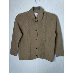 Worthington Women's Brown 100% Wool Cardigan Sweater Thick Stretchy Sz Large L